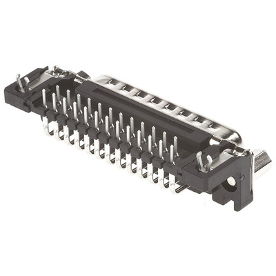 Harting 25 Way Right Angle Through Hole D-sub Connector Plug, 2.76mm Pitch, with 4-40 UNC Female Screwlocks, Boardlocks