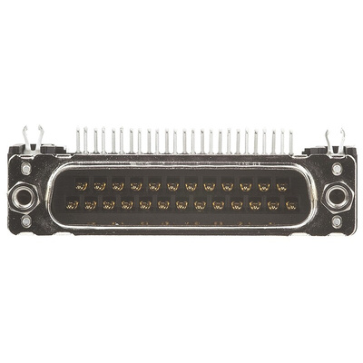 Harting 25 Way Right Angle Through Hole D-sub Connector Plug, 2.76mm Pitch, with 4-40 UNC Female Screwlocks, Boardlocks