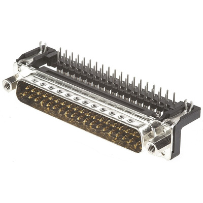 Harting 37 Way Right Angle Through Hole D-sub Connector Plug, 2.76mm Pitch, with 4-40 UNC Female Screwlocks, Boardlocks