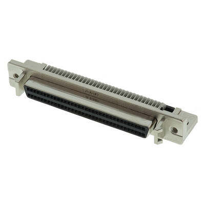 TE Connectivity Amplimite .050 III 68 Way Right Angle Through Hole D-sub Connector Socket, 2.54mm Pitch, with