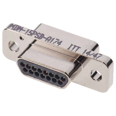 ITT Cannon MDM 15 Way Panel Mount D-sub Connector Plug, 1.27mm Pitch