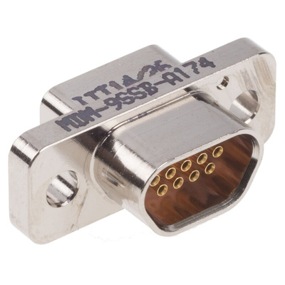 ITT Cannon MDM 9 Way Panel Mount D-sub Connector Socket, 1.27mm Pitch