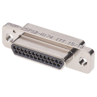 ITT Cannon MDM 25 Way Panel Mount D-sub Connector Plug, 1.27mm Pitch