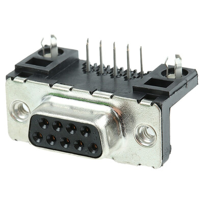 Amphenol ICC Delta D 9 Way Right Angle Through Hole D-sub Connector Socket, 2.74mm Pitch, with 4-40 UNC