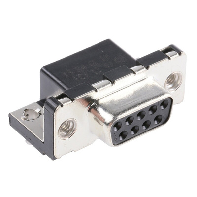 Amphenol ICC Delta D 9 Way Right Angle Through Hole D-sub Connector Socket, 2.74mm Pitch, with M3 Inserts