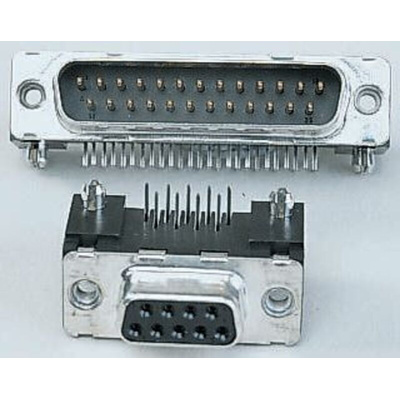 Amphenol ICC Delta D 9 Way Right Angle Through Hole D-sub Connector Plug, 2.74mm Pitch, with M3 Inserts