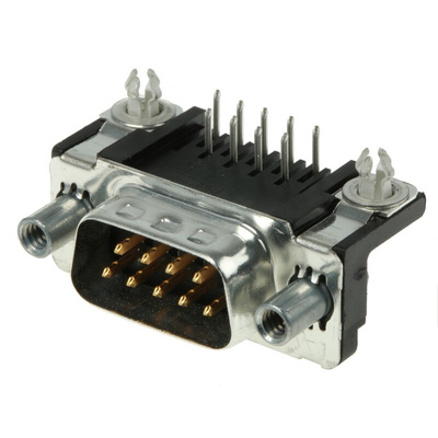 TE Connectivity Amplimite HD-20 9 Way Right Angle Through Hole D-sub Connector Plug, 2.74mm Pitch, with 4-40 UNC Female