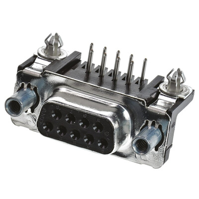 TE Connectivity Amplimite HD-20 9 Way Right Angle Through Hole D-sub Connector Socket, 2.74mm Pitch, with 4-40 UNC