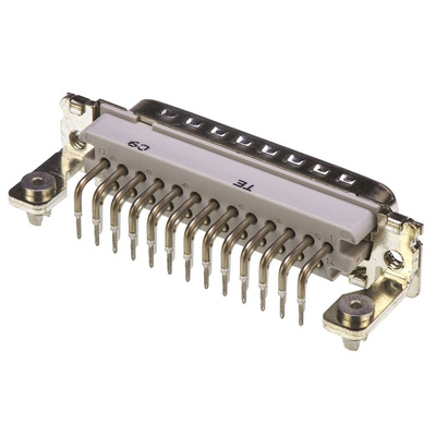 TE Connectivity Amplimite HD-20 25 Way Right Angle Through Hole D-sub Connector Plug, 2.76mm Pitch, with 4-40 UNC