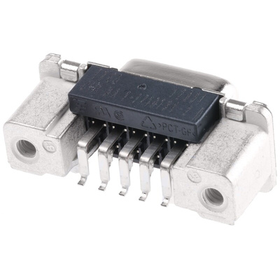 TE Connectivity Amplimite HDP-20 9 Way Right Angle Through Hole D-sub Connector Socket, 2.74mm Pitch, with 4-40 UNC