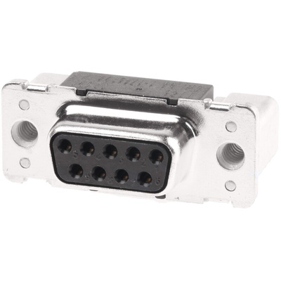 TE Connectivity Amplimite HDP-20 9 Way Right Angle Through Hole D-sub Connector Socket, 2.74mm Pitch, with 4-40 UNC
