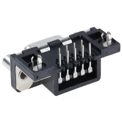 Amphenol FCI Delta D 9 Way Right Angle Through Hole D-sub Connector Socket, 2.74mm Pitch