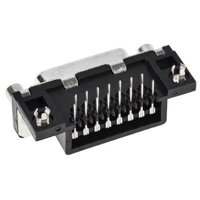 Amphenol ICC Delta D 15 Way Right Angle Through Hole D-sub Connector Socket, 2.74mm Pitch
