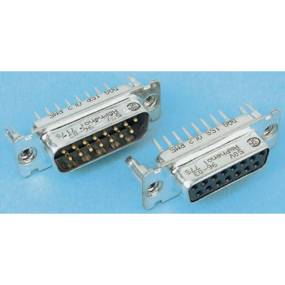 Amphenol L717SD 25 Way Panel Mount D-sub Connector Plug, 2.77mm Pitch, with 4-40 UNC, Threaded Insert
