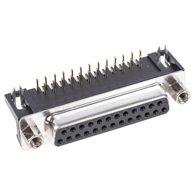 ASSMANN WSW A-DF 25 Way Right Angle Through Hole D-sub Connector Socket, 2.77mm Pitch, with 4-40 UNC Screwlocks
