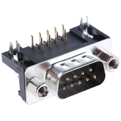 ASSMANN WSW A-DS 9 Way Right Angle Through Hole D-sub Connector Plug, 2.77mm Pitch, with 4-40 UNC Screwlocks