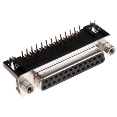 ASSMANN WSW A-DF 25 Way Right Angle Through Hole D-sub Connector Socket, 2.77mm Pitch, with 4-40 UNC Screwlocks