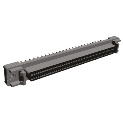 TE Connectivity Amplimite .050 III 100 Way Through Hole D-sub Connector Socket, 2.54mm Pitch, with Rails and Latchblocks