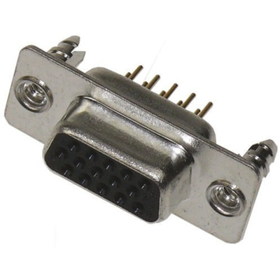 HARTING 15 Way Through Hole D-sub Connector Socket, 2.29mm Pitch, with 4-40 UNC Threaded Inserts, Boardlocks