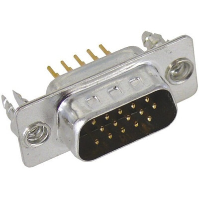 Harting 44 Way Through Hole D-sub Connector Plug, 2.29mm Pitch, with 4-40 UNC Threaded Inserts, Boardlocks