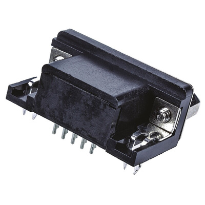 Harting 15 Way Right Angle Through Hole D-sub Connector Socket, 2.29mm Pitch, with 4-40 UNC Female Screwlocks,