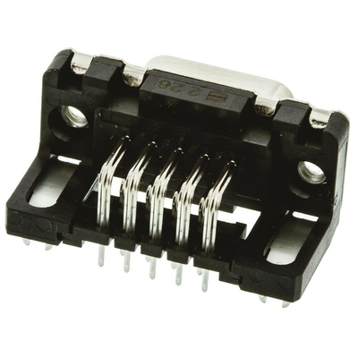 HARTING 9 Way Right Angle Through Hole D-sub Connector Socket, 2.74mm Pitch, with 4-40 UNC Threaded Inserts, Boardlocks