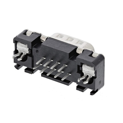 HARTING 9 Way Through Hole D-sub Connector Plug, 2.74mm Pitch, with 4-40 UNC Threaded Inserts, Boardlocks