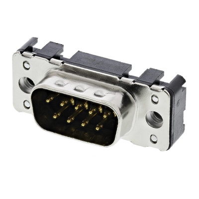 HARTING 9 Way Through Hole D-sub Connector Plug, 2.74mm Pitch, with 4-40 UNC Threaded Inserts, Boardlocks