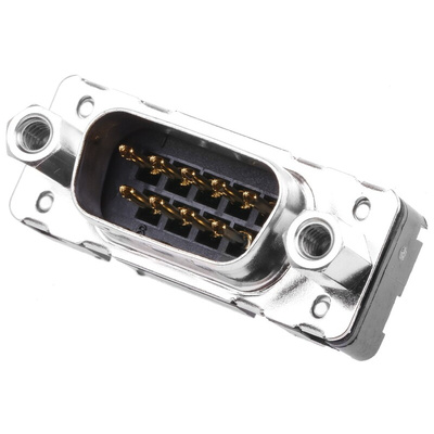 HARTING 9 Way Through Hole D-sub Connector Plug, 2.74mm Pitch, with 4-40 UNC Threaded Inserts, Boardlocks