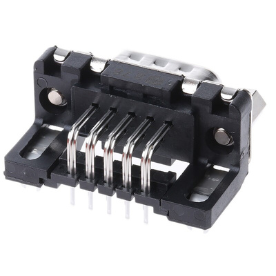 Harting 9 Way Right Angle Through Hole D-sub Connector Plug, 2.74mm Pitch, with 4-40 UNC Female Screwlocks, Boardlocks