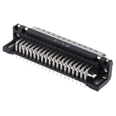 Harting 37 Way Right Angle Through Hole D-sub Connector Plug, 2.76mm Pitch, with 4-40 UNC Threaded Inserts, Boardlocks