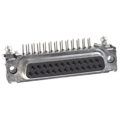 TE Connectivity Amplimite HD-20 25 Way Right Angle Through Hole D-sub Connector Socket, 2.76mm Pitch, with 4-40 UNC,