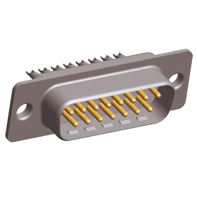 TE Connectivity 15 Way Panel Mount D-sub Connector Plug, 2.74mm Pitch