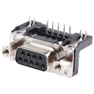 Harting D-Sub Standard 9 Way Right Angle Through Hole D-sub Connector Socket, 2.54mm Pitch, with 4-40 UNC Female