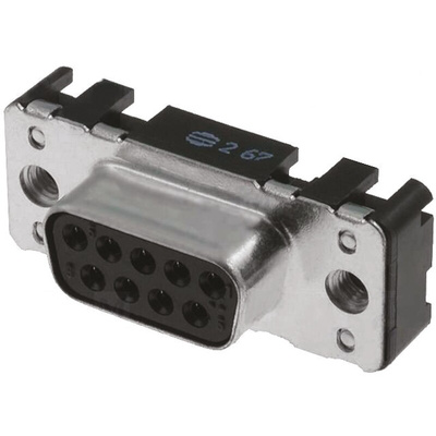 HARTING D-Sub Standard 9 Way Through Hole D-sub Connector Socket, 2.74mm Pitch, with Boardlocks, M3 Threaded Inserts