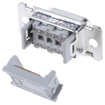 3M 8300 9 Way Right Angle Cable Mount D-sub Connector Socket, 2.8mm Pitch
