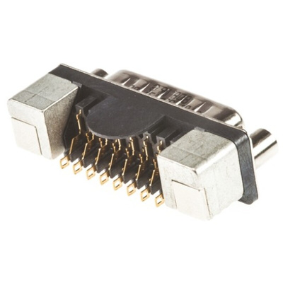 Harting D-Sub 15 Way Right Angle SMT D-sub Connector Plug, 2.76mm Pitch, with Boardlocks, M3 Female Screwlocks