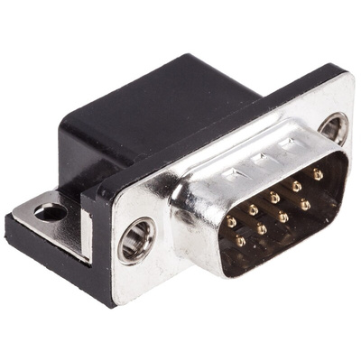 MH Connectors MHDD-M 9 Way Right Angle Through Hole D-sub Connector Plug, 2.77mm Pitch