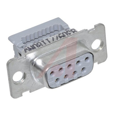 3M 8300 9 Way Right Angle Cable Mount D-sub Connector Socket, 1.27mm Pitch