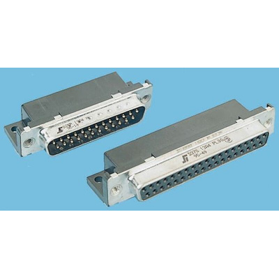 Amphenol ICC Delta D 25 Way Right Angle Through Hole D-sub Connector Plug, 2.76mm Pitch, with M3 Inserts