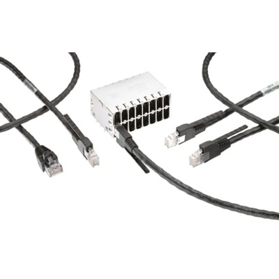 TE Connectivity Black Cat5e Cable 10m Male RJ.5/Male RJ45
