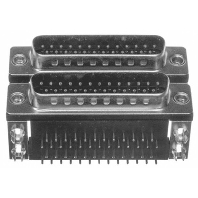 Norcomp 189 25 Way Right Angle Through Hole D-sub Connector Male/Male, 2.769mm Pitch, with 4-40 Hex Standoff, Fork