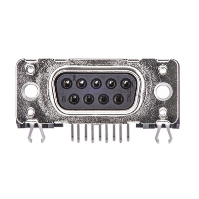 Harting 9 Way Right Angle Through Hole D-sub Connector Socket, 2.74mm Pitch, with Boardlocks, M3 Threaded Inserts