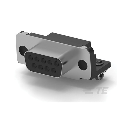 TE Connectivity 9 Way Right Angle Through Hole D-sub Connector Socket, 2.74mm Pitch
