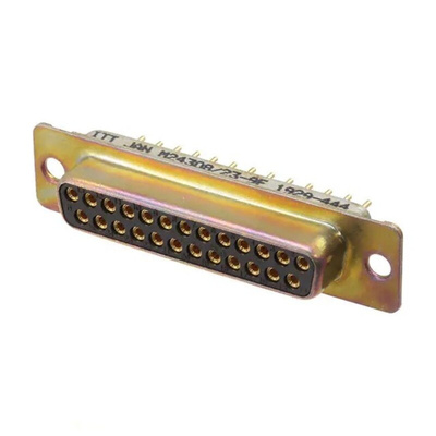 Amphenol India M24308 25 Way Panel Mount D-sub Connector Socket, 2.77mm Pitch, with 4-40 Screw Locks