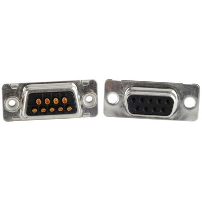 CONEC 9 Way Through Hole D-sub Connector Plug, with Threaded Insert