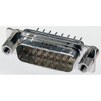 Provertha TMC 15 Way Through Hole D-sub Connector Socket, 2.84mm Pitch, with M3 Screwlocks