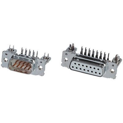 TE Connectivity Amplimite HD-20 9 Way Right Angle Through Hole D-sub Connector Socket, 2.74mm Pitch, with 4-40 UNC