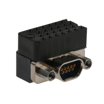 Glenair MWDM 9 Way Right Angle Through Hole D-sub Connector Socket, 2.54mm Pitch