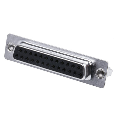Amphenol ICC L77SD 25 Way Panel Mount D-sub Connector Socket, 2.77mm Pitch, with 4-40 UNC, Threaded Insert